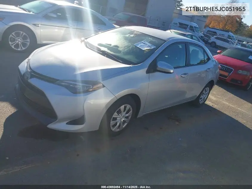 2T1BURHE5JC051955 2018 Toyota Corolla L