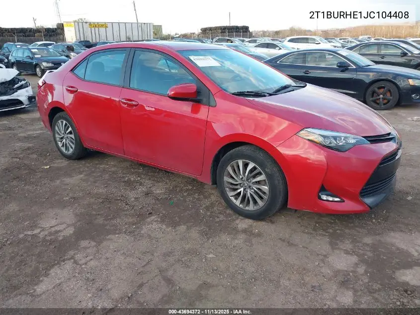 2T1BURHE1JC104408 2018 Toyota Corolla Xle