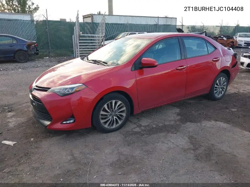 2T1BURHE1JC104408 2018 Toyota Corolla Xle