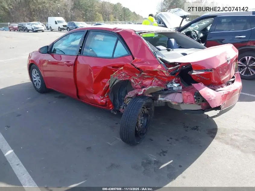 2T1BURHE2JC074142 2018 Toyota Corolla Le