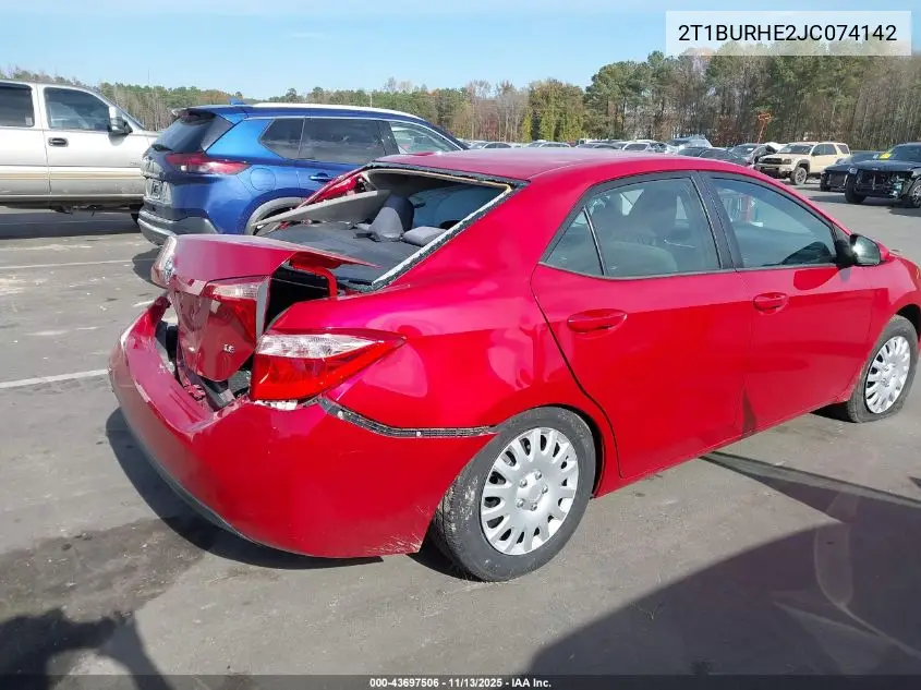 2T1BURHE2JC074142 2018 Toyota Corolla Le