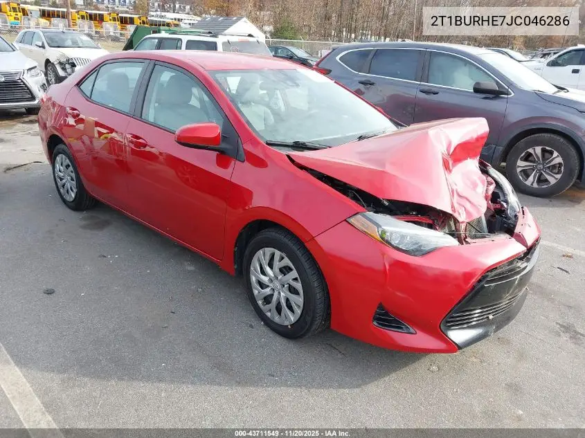 2T1BURHE7JC046286 2018 Toyota Corolla Le