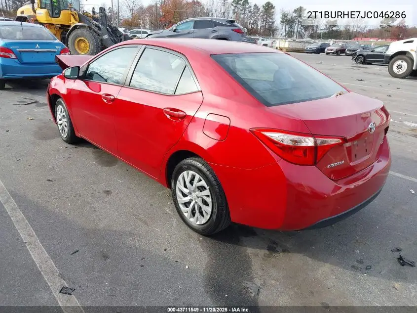 2T1BURHE7JC046286 2018 Toyota Corolla Le