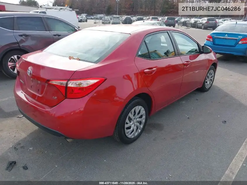 2T1BURHE7JC046286 2018 Toyota Corolla Le