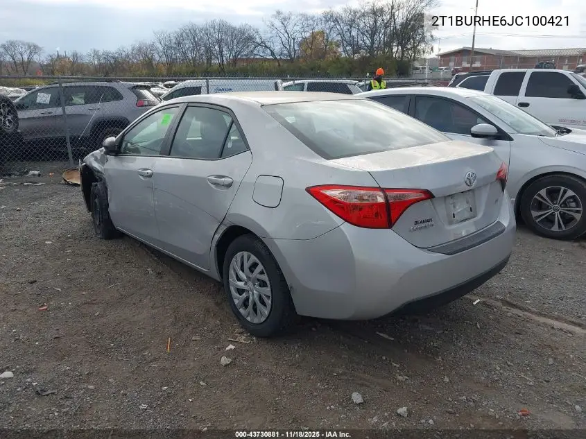 2T1BURHE6JC100421 2018 Toyota Corolla Le