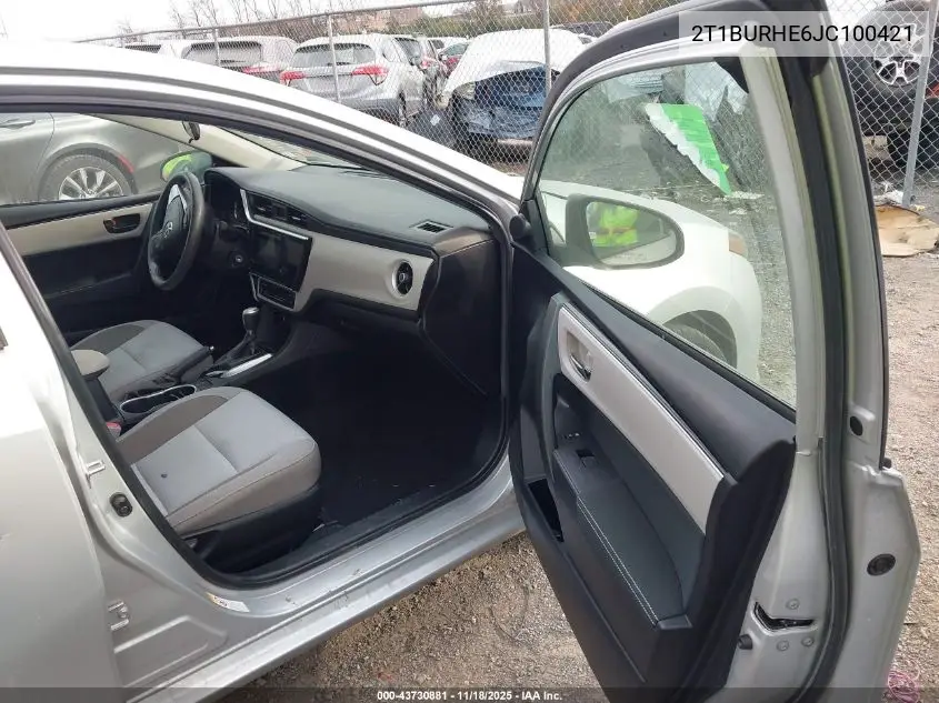 2T1BURHE6JC100421 2018 Toyota Corolla Le