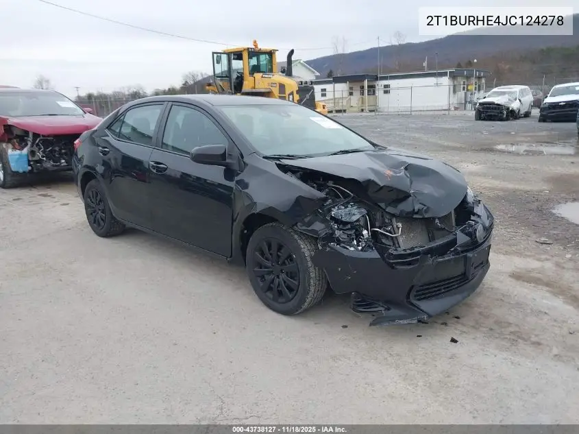 2T1BURHE4JC124278 2018 Toyota Corolla Le