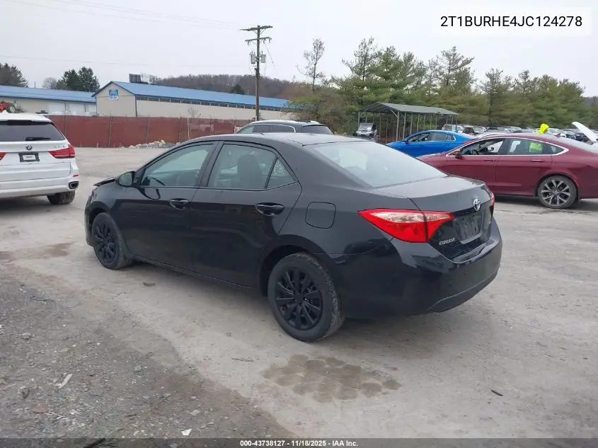 2T1BURHE4JC124278 2018 Toyota Corolla Le