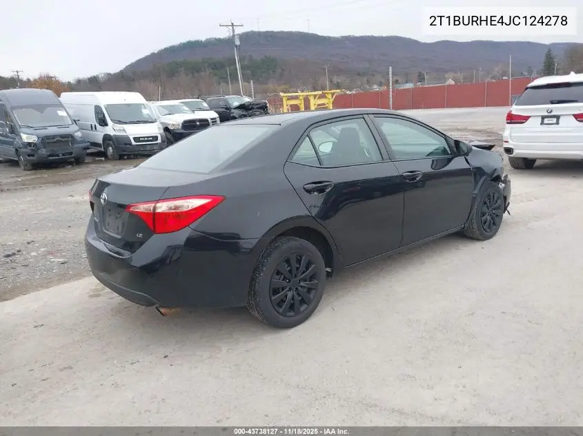 2T1BURHE4JC124278 2018 Toyota Corolla Le