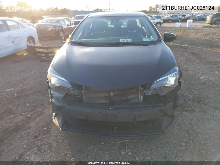 2T1BURHE1JC028124 2018 Toyota Corolla Le