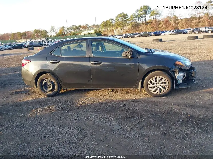 2T1BURHE1JC028124 2018 Toyota Corolla Le