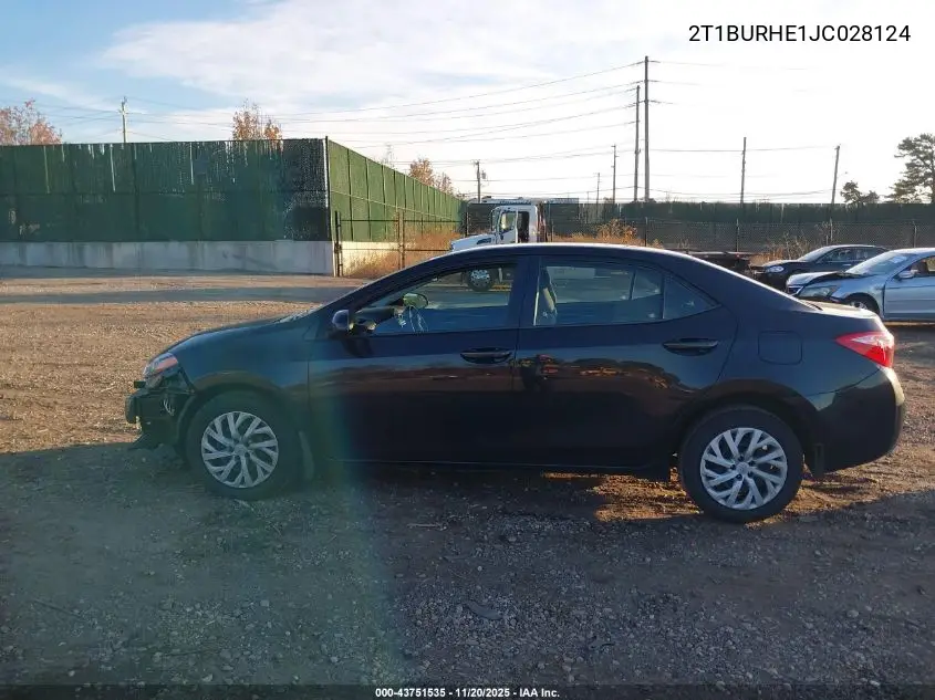 2T1BURHE1JC028124 2018 Toyota Corolla Le