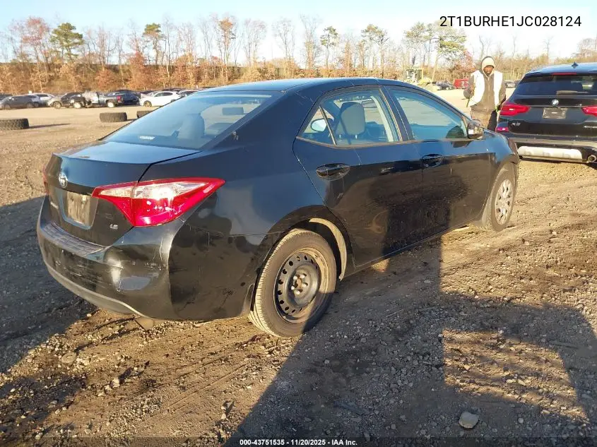2T1BURHE1JC028124 2018 Toyota Corolla Le