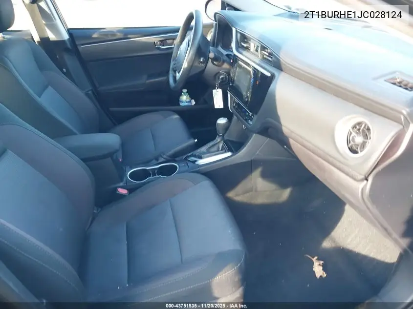 2T1BURHE1JC028124 2018 Toyota Corolla Le