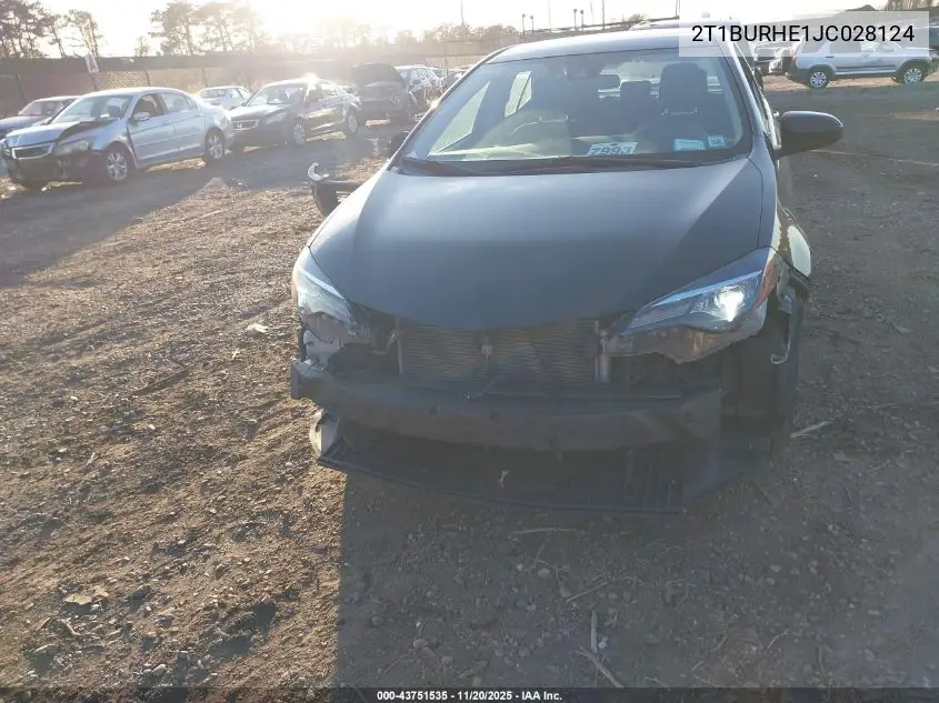 2T1BURHE1JC028124 2018 Toyota Corolla Le