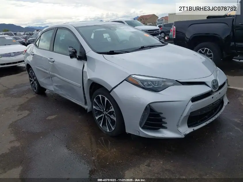 2T1BURHE3JC078782 2018 Toyota Corolla Se