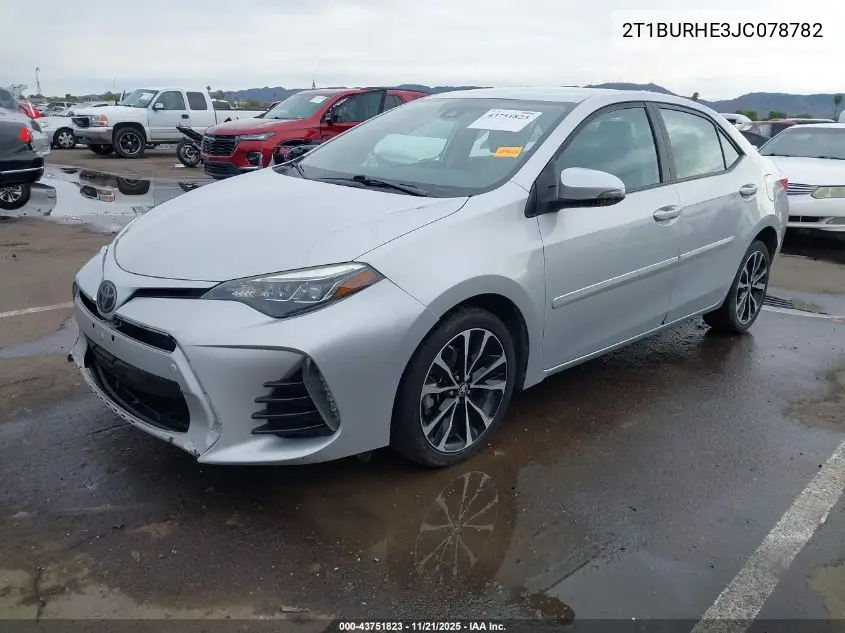 2T1BURHE3JC078782 2018 Toyota Corolla Se