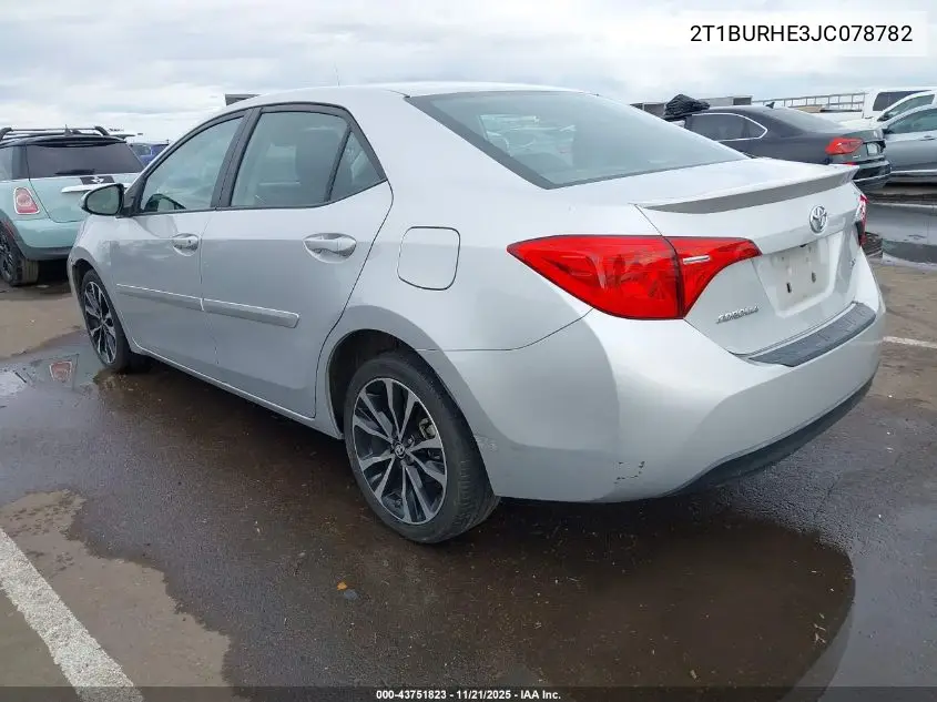2T1BURHE3JC078782 2018 Toyota Corolla Se