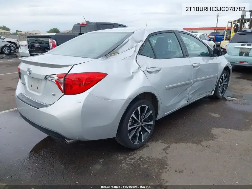 2T1BURHE3JC078782 2018 Toyota Corolla Se