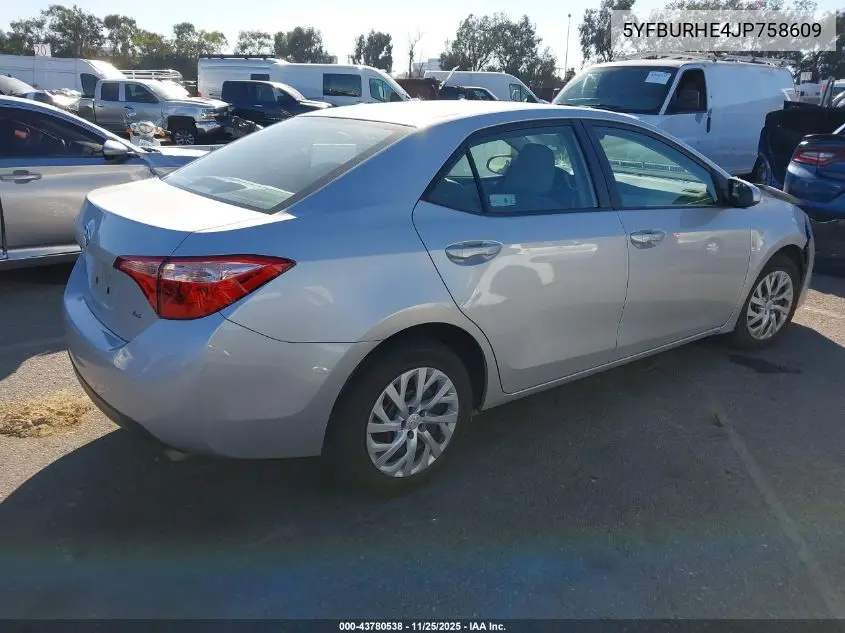 5YFBURHE4JP758609 2018 Toyota Corolla Le