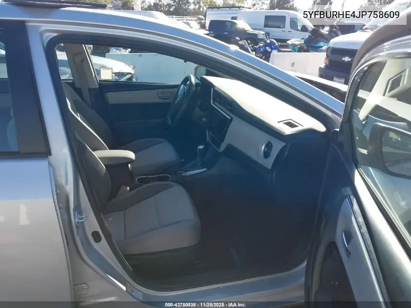 5YFBURHE4JP758609 2018 Toyota Corolla Le