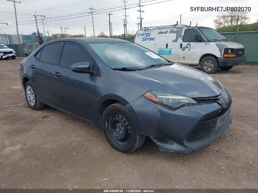 5YFBURHE7JP802070 2018 Toyota Corolla Le