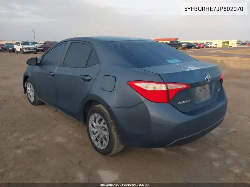 5YFBURHE7JP802070 2018 Toyota Corolla Le