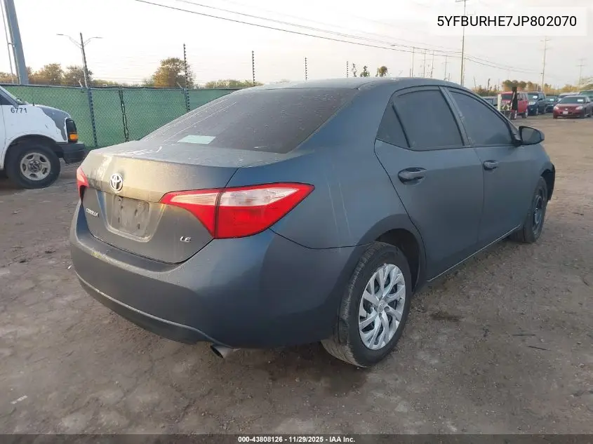 5YFBURHE7JP802070 2018 Toyota Corolla Le