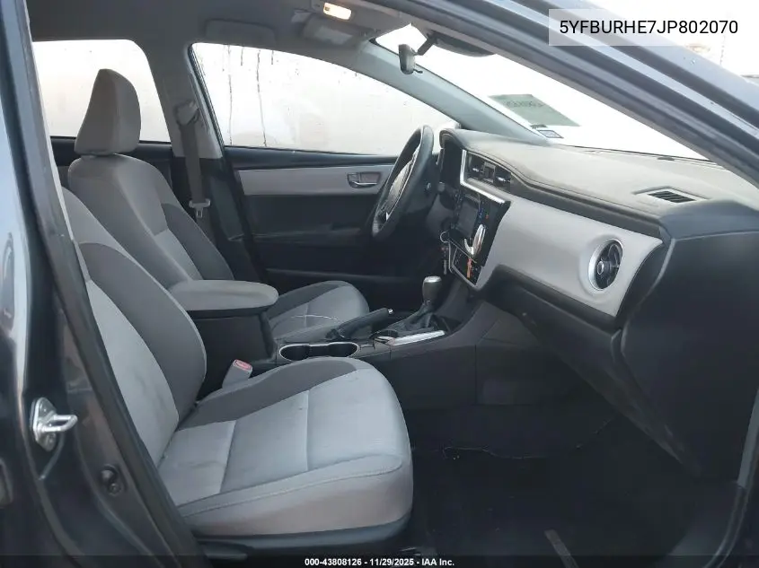 5YFBURHE7JP802070 2018 Toyota Corolla Le