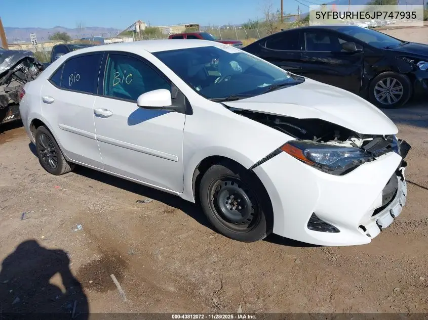 5YFBURHE6JP747935 2018 Toyota Corolla Le