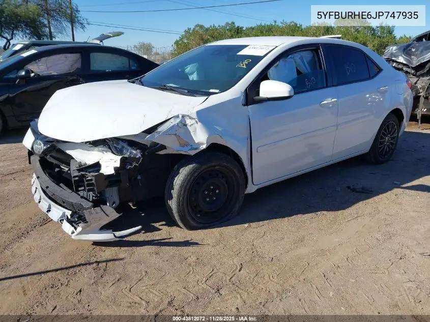 5YFBURHE6JP747935 2018 Toyota Corolla Le