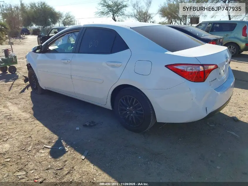 5YFBURHE6JP747935 2018 Toyota Corolla Le