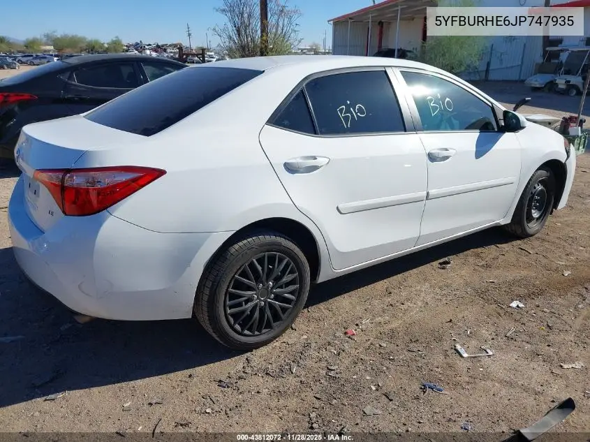 5YFBURHE6JP747935 2018 Toyota Corolla Le