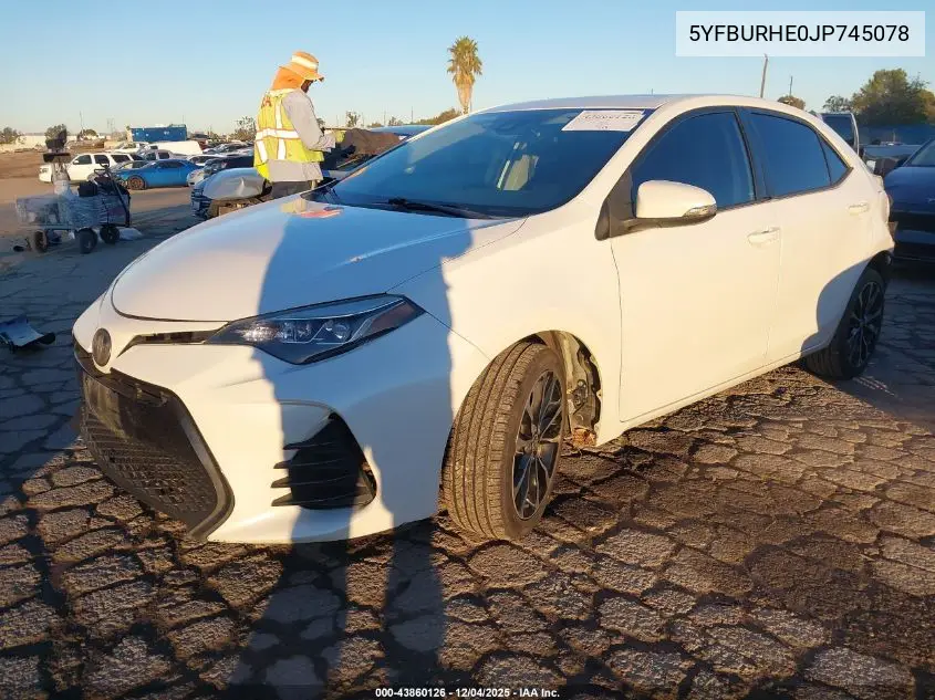 5YFBURHE0JP745078 2018 Toyota Corolla Se