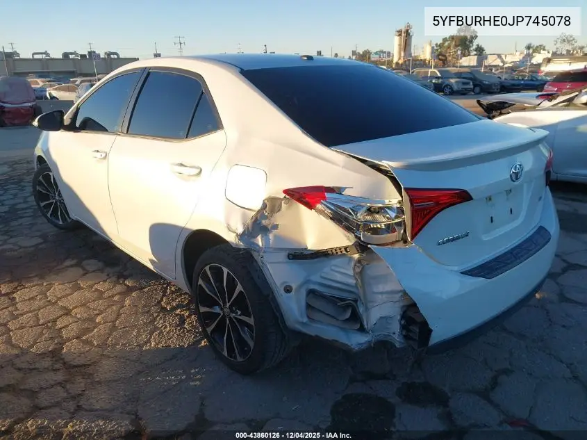 5YFBURHE0JP745078 2018 Toyota Corolla Se