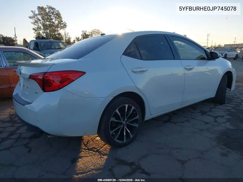 5YFBURHE0JP745078 2018 Toyota Corolla Se