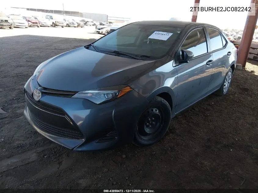 2T1BURHE2JC082242 2018 Toyota Corolla Le