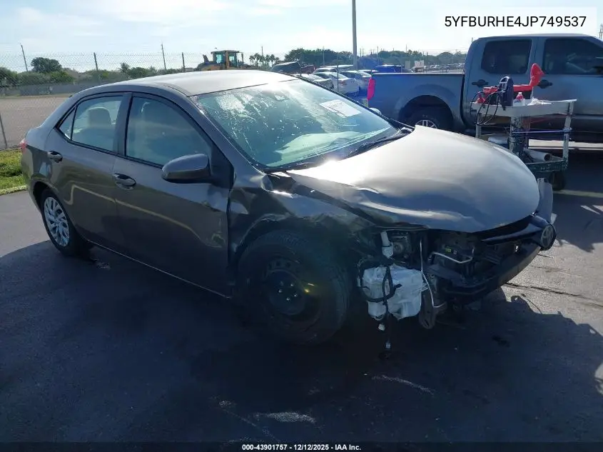 5YFBURHE4JP749537 2018 Toyota Corolla Le