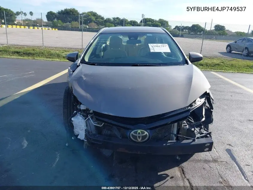 5YFBURHE4JP749537 2018 Toyota Corolla Le