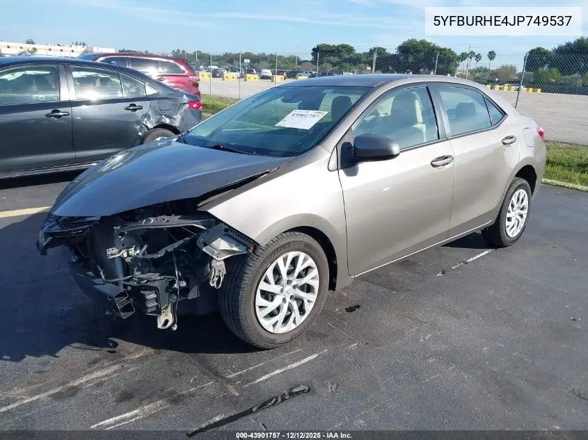5YFBURHE4JP749537 2018 Toyota Corolla Le