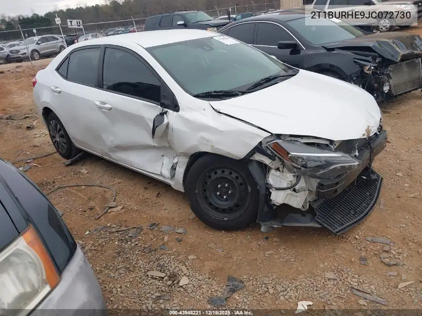 2T1BURHE9JC072730 2018 Toyota Corolla Le