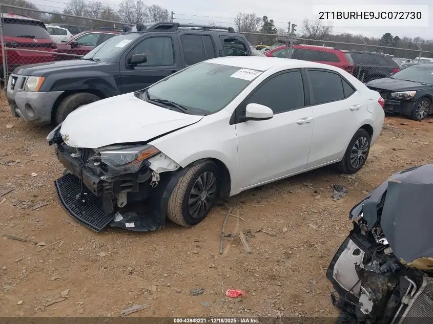 2T1BURHE9JC072730 2018 Toyota Corolla Le