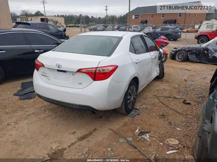 2T1BURHE9JC072730 2018 Toyota Corolla Le