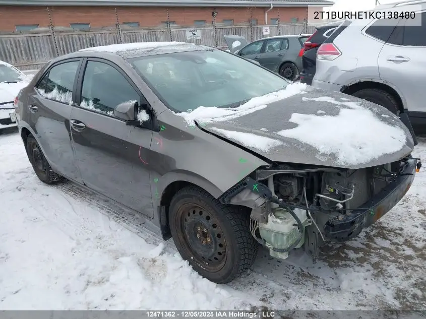 2T1BURHE1KC138480 2019 Toyota Corolla Le