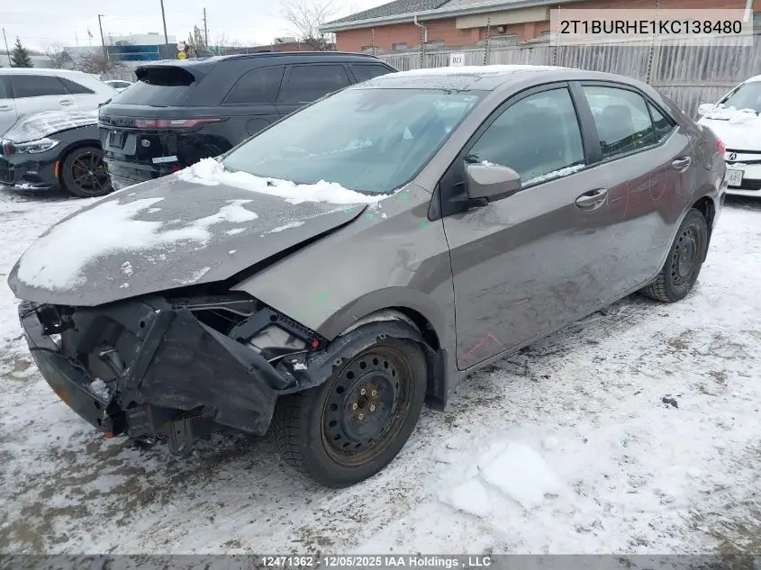 2T1BURHE1KC138480 2019 Toyota Corolla Le