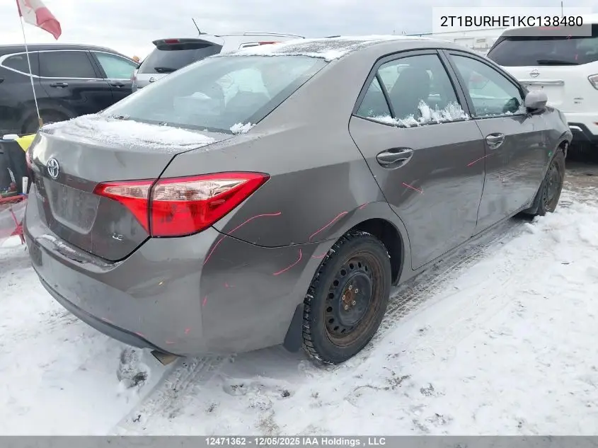 2T1BURHE1KC138480 2019 Toyota Corolla Le