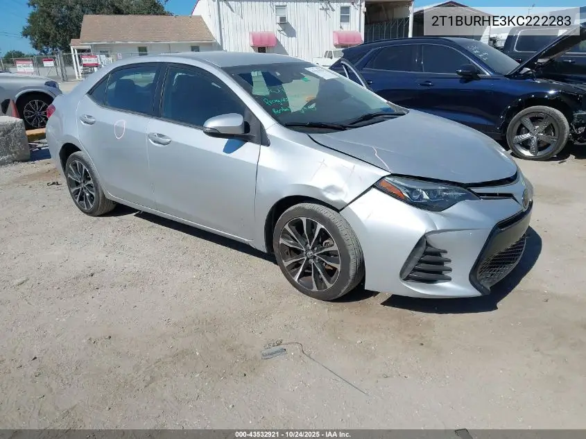 2T1BURHE3KC222283 2019 Toyota Corolla Se