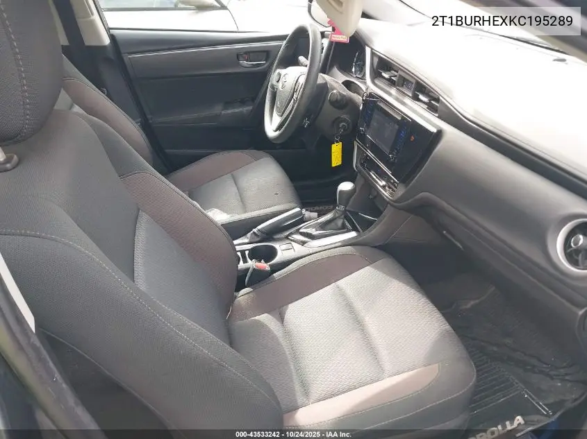 2T1BURHEXKC195289 2019 Toyota Corolla Le