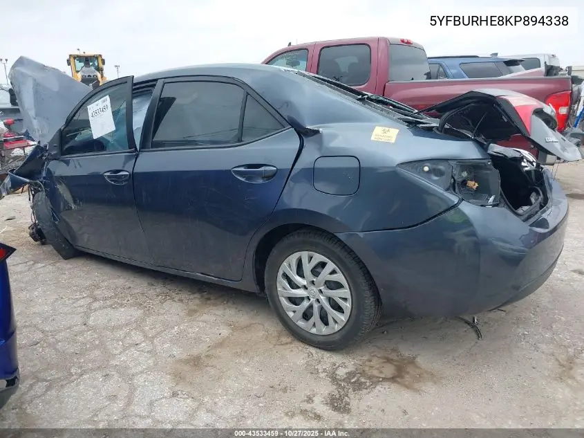 5YFBURHE8KP894338 2019 Toyota Corolla Le
