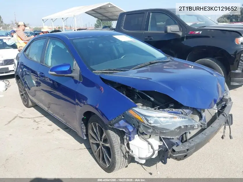 2T1BURHE3KC129652 2019 Toyota Corolla Se